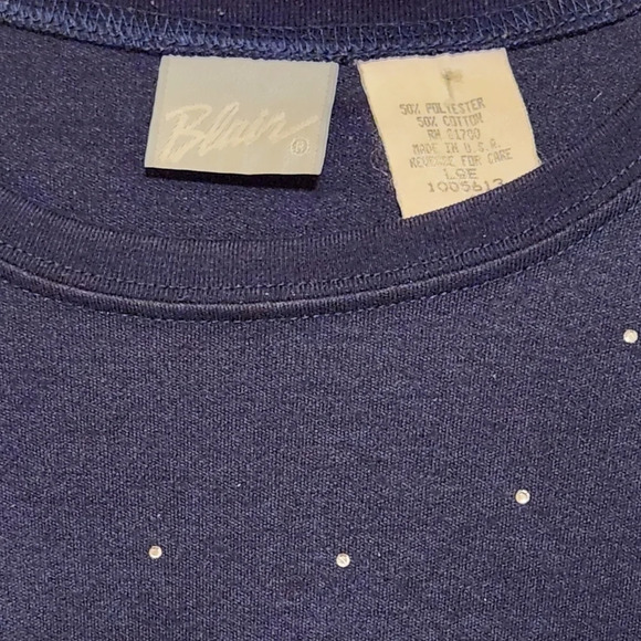 Blair Blue And Silver Rhinestone Short Sleeve Shirt - Picture 2 of 2